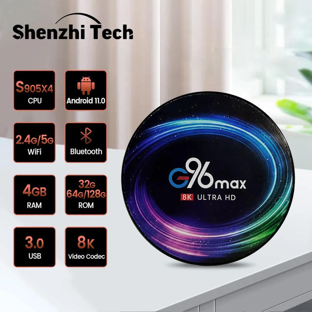 

New 2022 G96 Max Smart Android 11.0 TV Box Amlogic S905X4 2.4G&5G Dual Wifi 4G 128G 8K HD BT Set Top Box Youtube Media player