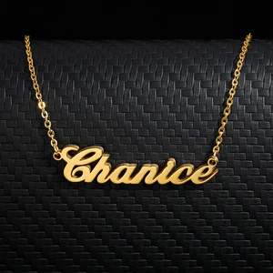Золотая цепочка из нержавеющей стали 2021, индивидуальные ожерелья с любым шрифтом, ожерелье с именем для женщин, бижутерия с табличкой