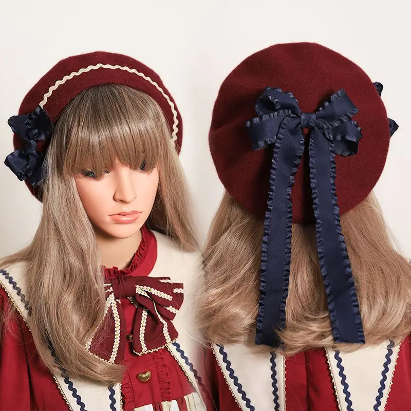 

2021 new winter hat beret female Japanese painter ms winter wool joker hat restoring ancient ways of England