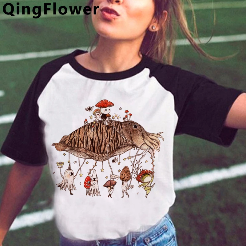 Mushroom clothes women aesthetic casual streetwear 2021 couple t-shirt white t shirt | Женская одежда