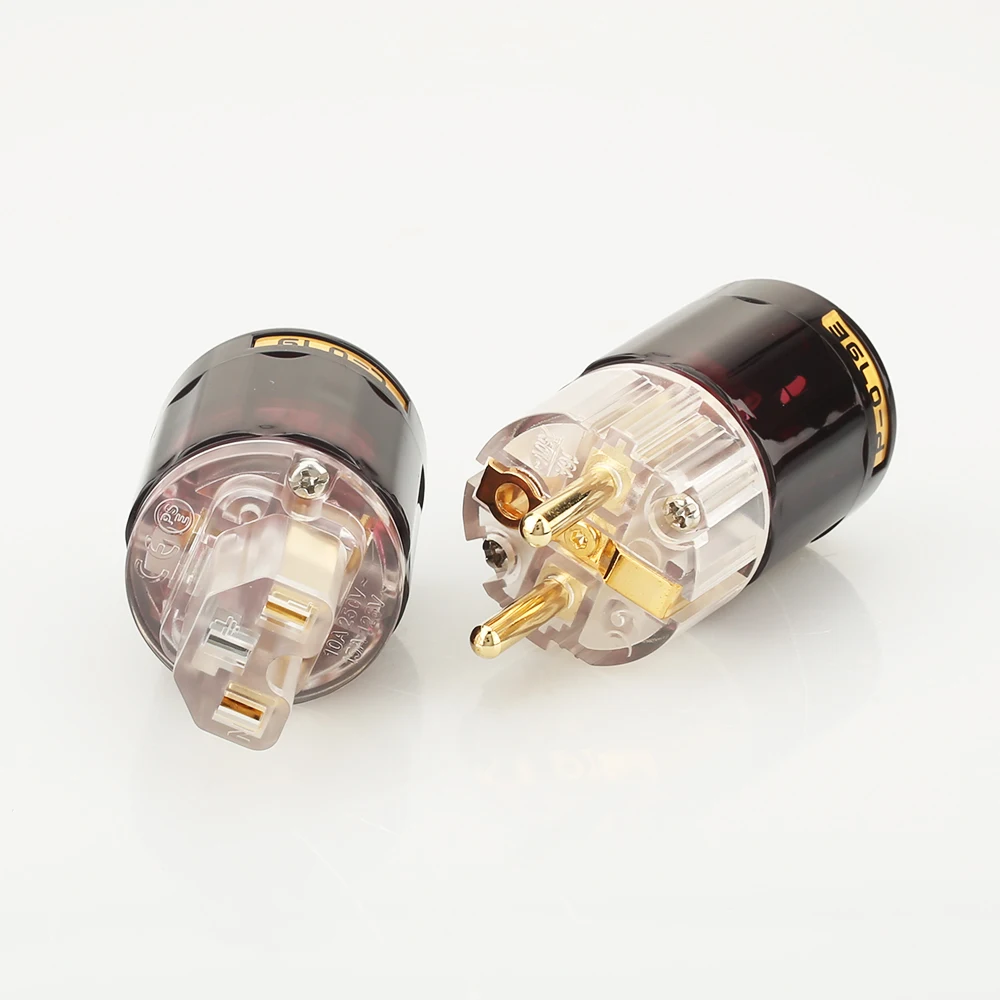 Одна пара 24 К позолоченный P-079E Schuko EU штекер+ C-079 IEC гнездовой разъем для аудио DIY
