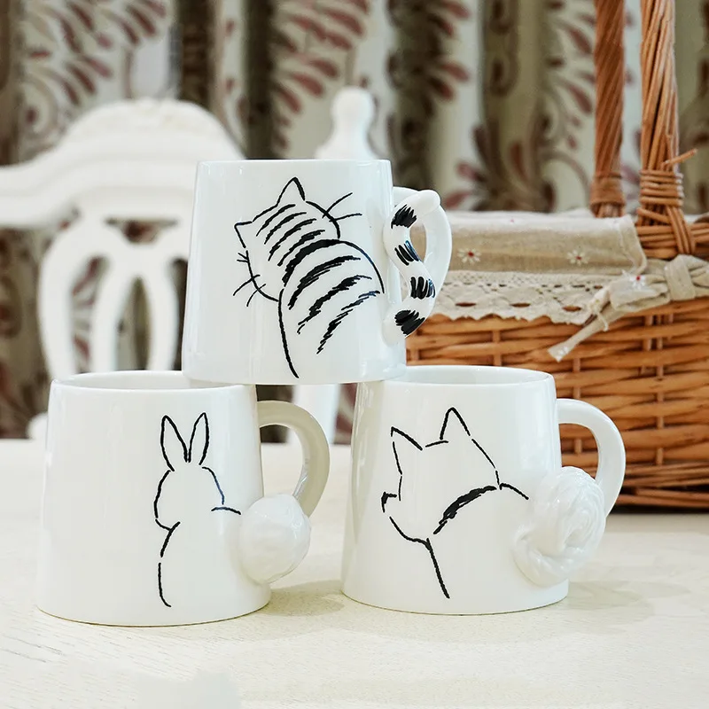

Mug Coffee Cup Milk Cup Three-dimensional Animal Creative Cartoon Dog Cat Rabbit Coffee Mug Ceramic Cup