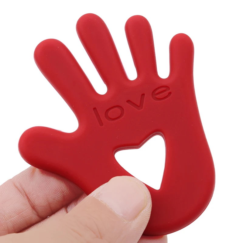 Silicone Teether Safe Baby Teething Toy Cute Hand Palm LOVE Word Necklace Nursing Teethers Chew Toys BPA FREE | Мать и ребенок