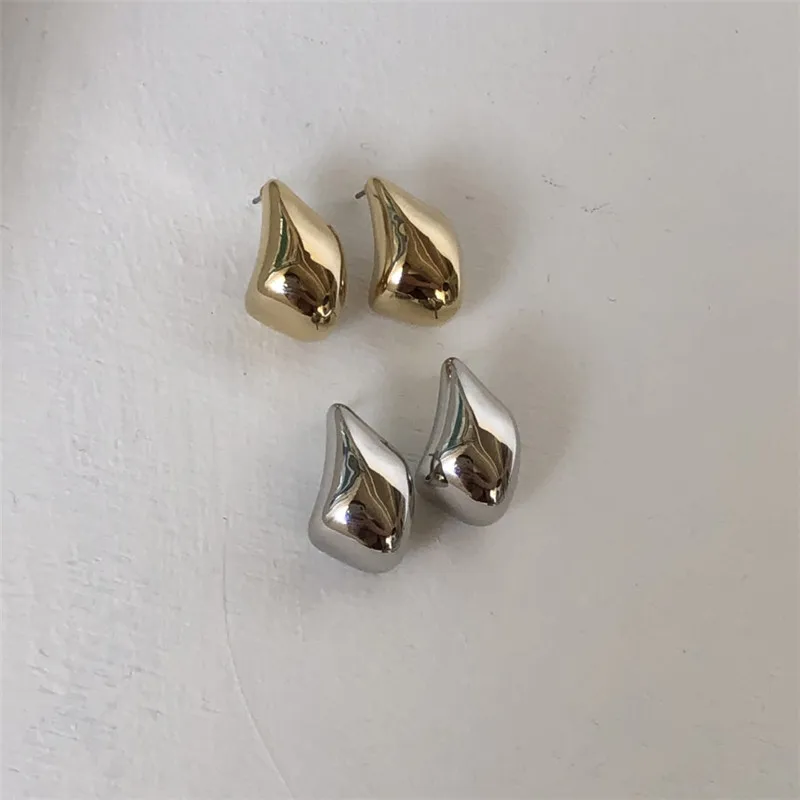 

Waterdrop Shape Gold Color Chunky Stud Earrings For Women Metal Studs Statement Ladies Earring Korean Fashion Jewelry