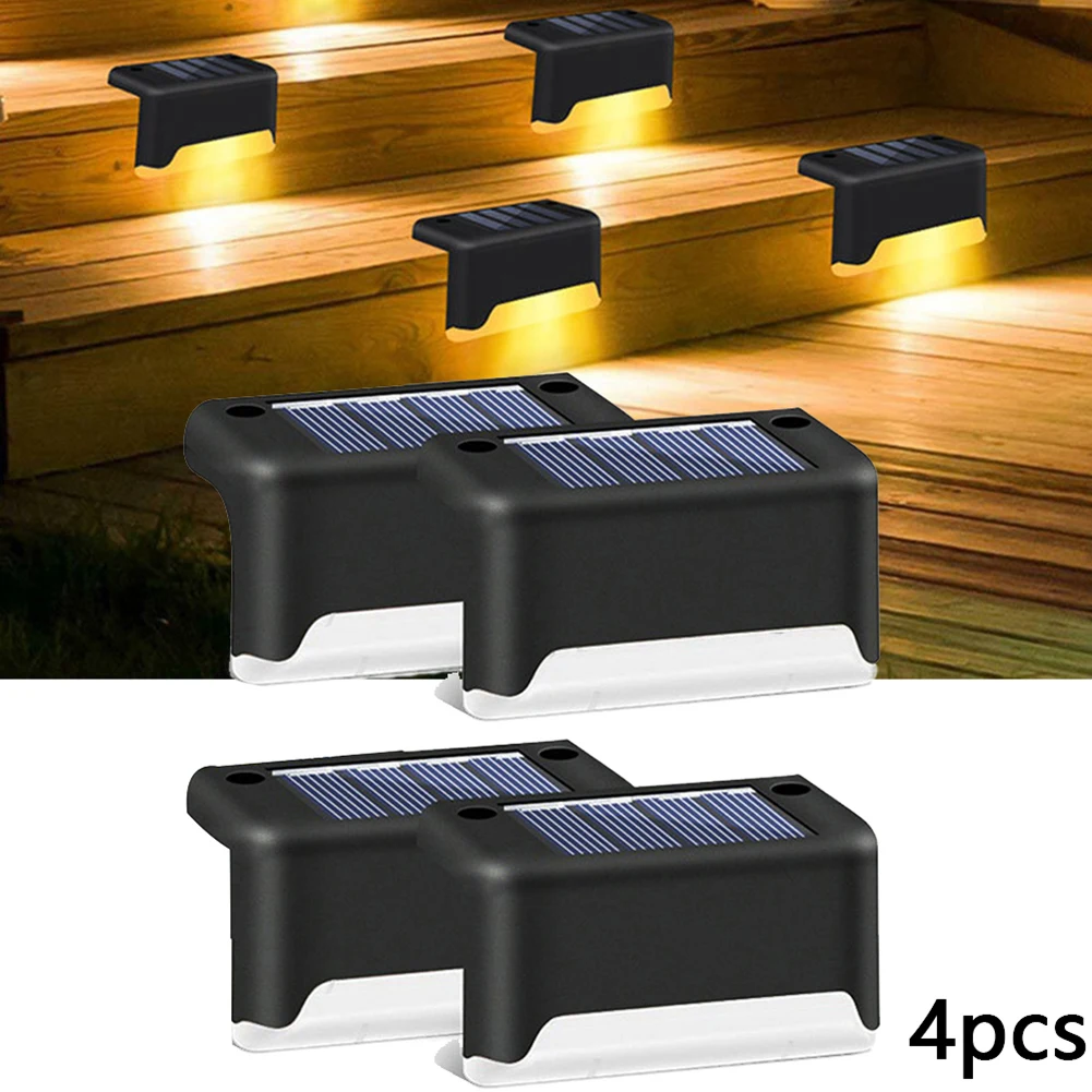 4pcs LED Solar Stair Lamps Waterproof Outdoor Solar Lamp Garden Pathway Yard Patio Stairs Steps Fence Lamps Solar Night Lights