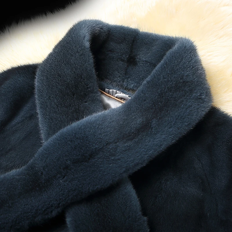 

Winter Coat Women Real Mink Fur Long Coat With Scarf New Fashion Natural Mink Fur Jackets Women Clothes High Quality