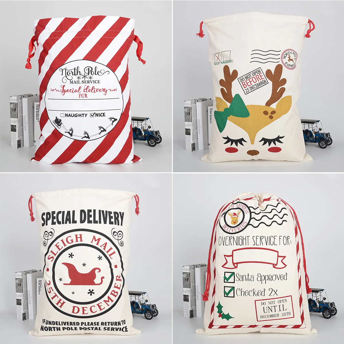 

50X70cm Personalised First Christmas / Xmas Bag Stocking Santa Sack Christmas Navidad Candy Bag Canvas Christmas Gift Bag