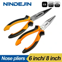 nindejin 1pcs long nose pliers 6 inch 8 inch high carbon steel needle nose pliers wire pliers cutter repair tools