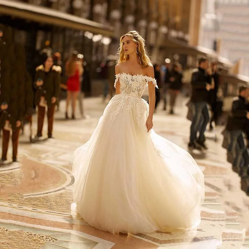 

Сексуальное Милое кружевное платье трапециевидной формы с аппликацией, свадебное платье, свадебное платье на заказ, торжественное платье п...