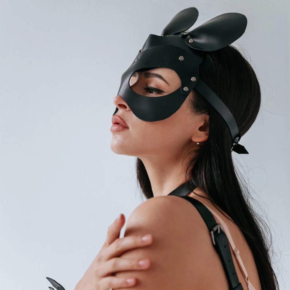 GAMPORL черная кожаная сексуальная маска для девушек с ушками мышки БДСМ кошка