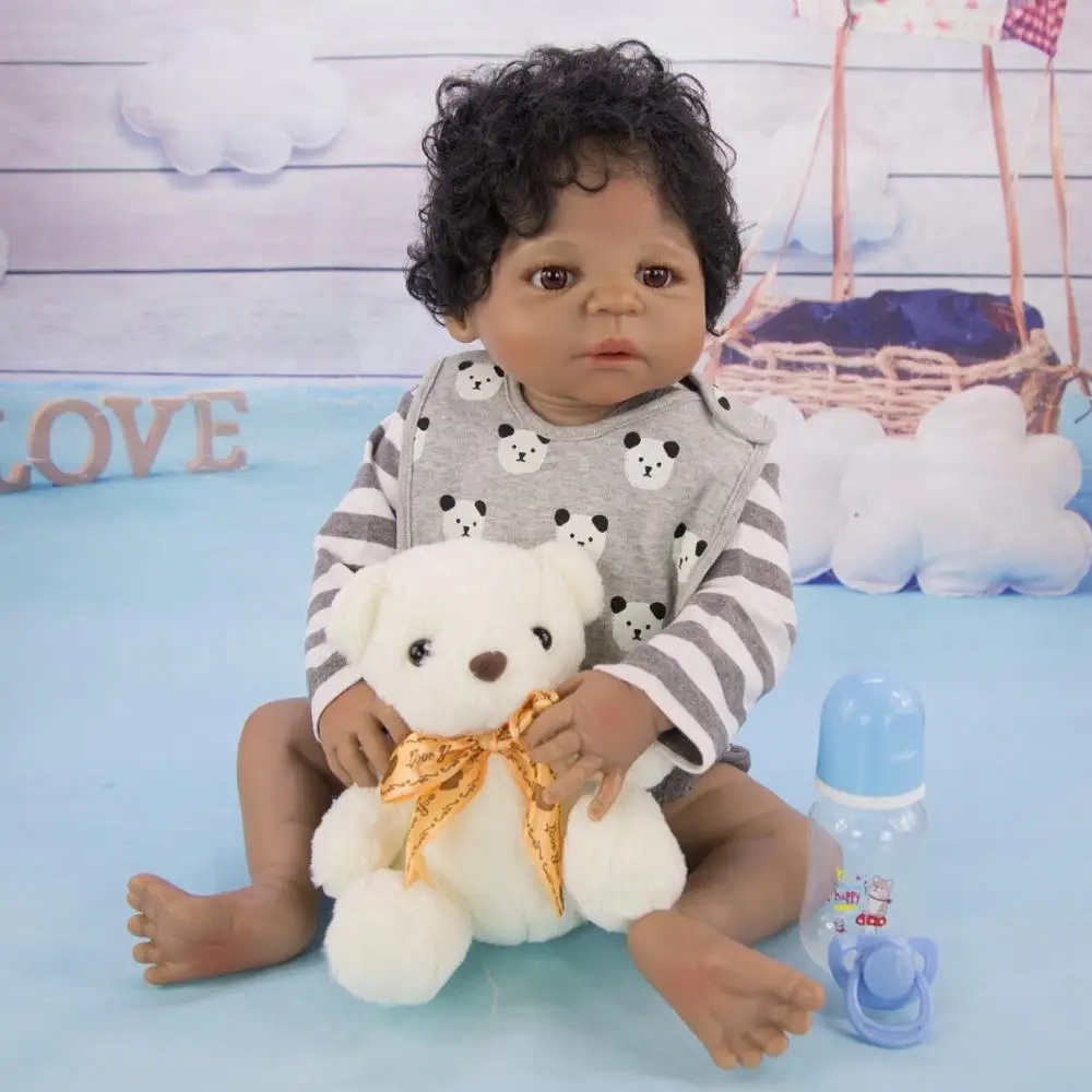 NPKDoll Bebe Reborn силиконовая кукла для детей 23 дюйма Реалистичная мальчика черная кожа