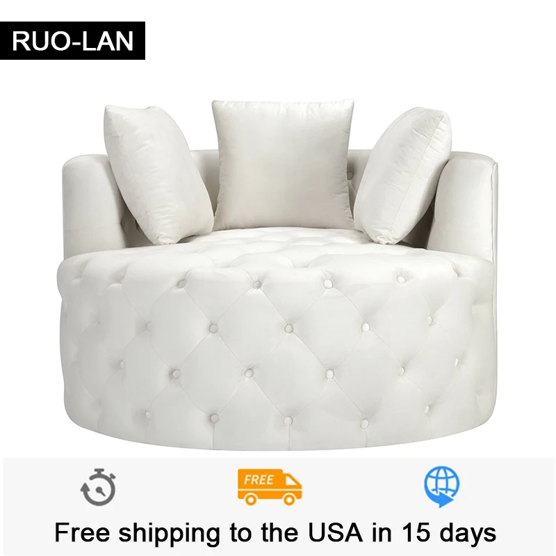 

ROU LAN Modern Design Living Room Fabric Single Chair Whtie Velvet Chairs bedroom Furniture Comfortable Leisure Armchair
