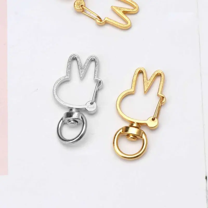 

10Pcs Cute Rabbit Keychain Metal Swivel Lobster Clasp Snap Hook Jewelry Findings
