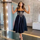 Женское атласное платье ниже колена, с плиссировкой