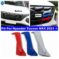 tricolor front bumper grilles center grille insert decoration cover trim fit for hyundai tucson nx4 2021 2022 exterior refit kit