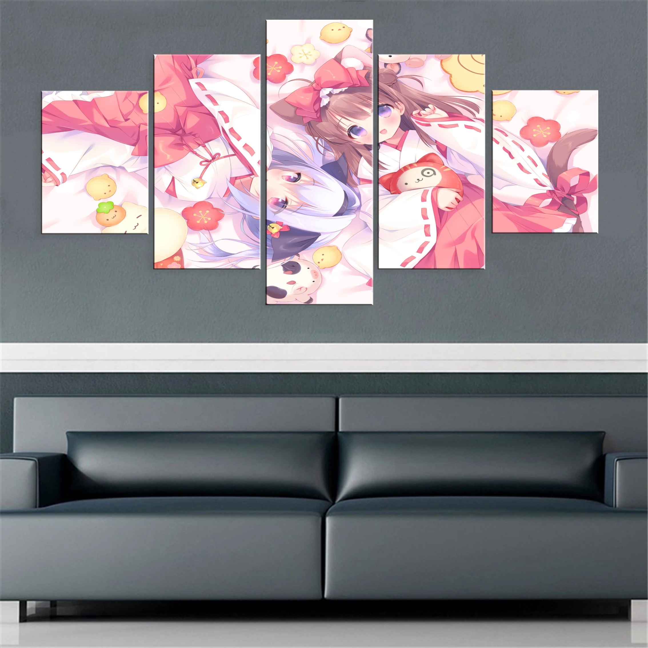 

Anime Cute Girl 5 Piece Canvas Painting Poster Beauty Framework Artwork Decor Modern Modular Decoration Picture For Home