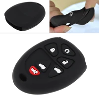 6 buttons black silicone straight plate car key case protector holder fit for cadillac escalade chevrolet gmc yukon 2007 2014