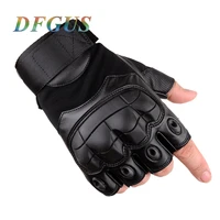 army mens tactical gloves black military special forces outdoor half guantes gym combat slip resistant cut leather gloves