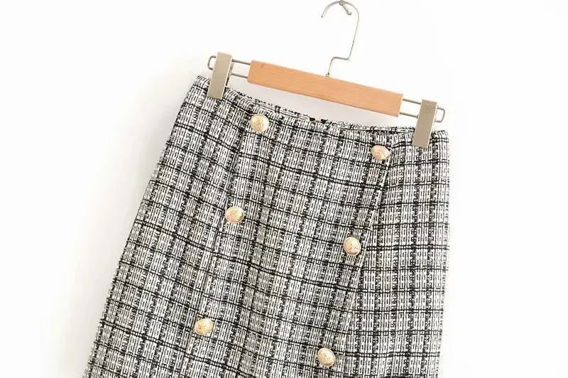 Bella philosophy Women New Double Breasted Blazers Jackets Vintage Zipper Female Tweed Sets Street Wear Suits Casual OL Bottoms