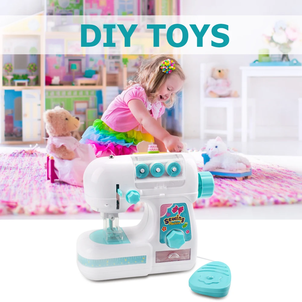 

Mini Electric Sewing Machine Set Children Early Learning Household Play House Toys Supplies for Girl Home Playing