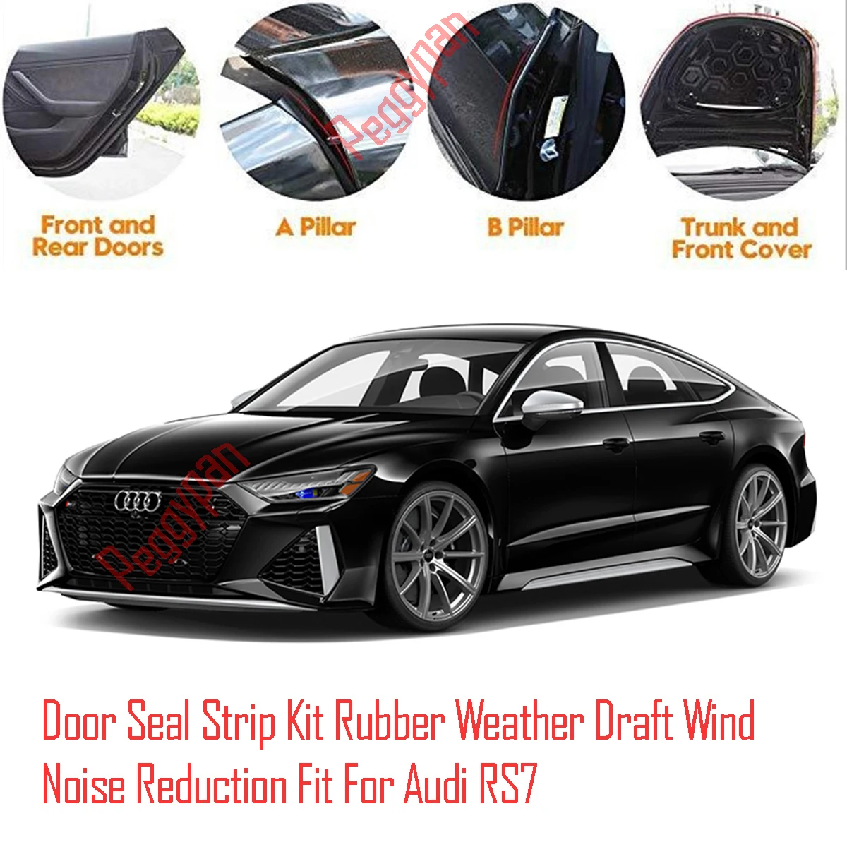 Door Seal Strip Kit Self Adhesive Window Engine Cover Soundproof Rubber Weather Draft Wind Noise Reduction Fit For Audi RS7