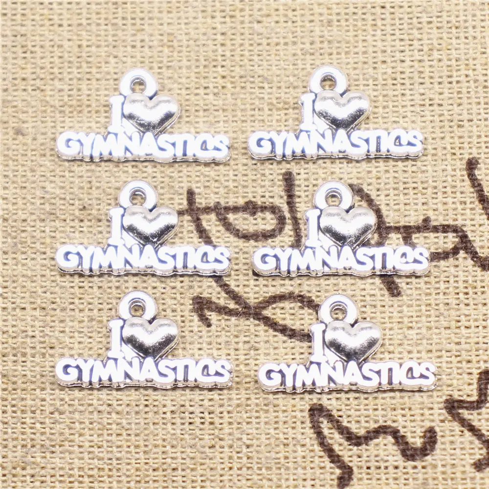 

Charm For Making Jewelry Pendants Antique Silver Color I Love Gymnastics 20x11mm 20pcs