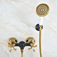 luxury gold color brass black oil rubbed bronze wall mounted bathroom hand held shower head faucet set bath mixer tap mna519