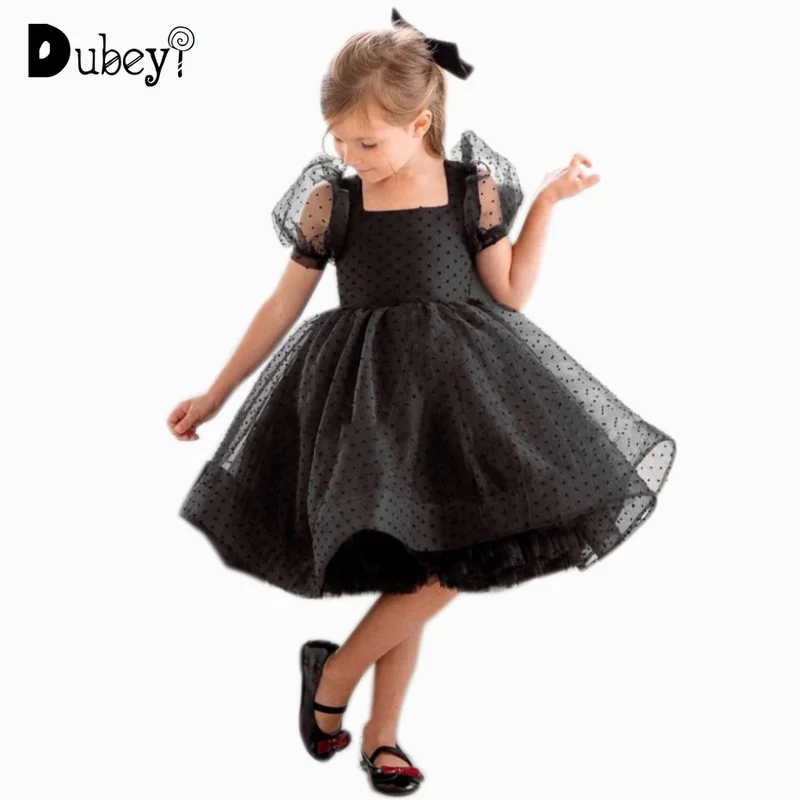 

Черный бальное платье для девочек; Вечерние платья; Элегантные платья для выпускного вечера, платья для девочек, пышные платья для маленьких девочек детское модное платье