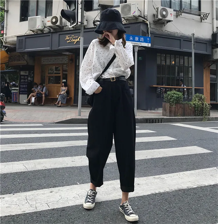 Джинсы женские Kawaii милые универсальные простые Harajuku уличная мода повседневные с высокой талией свободные джинсовые женские брюки шикарные