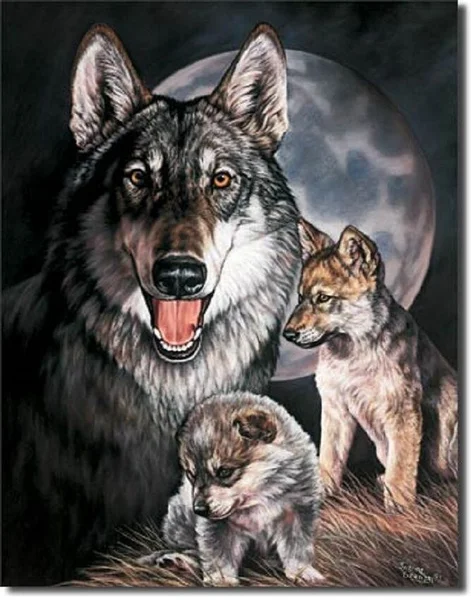 

Wolf And Pups TIN SIGN Wolves Metal Metal Signs Art Wall Decor