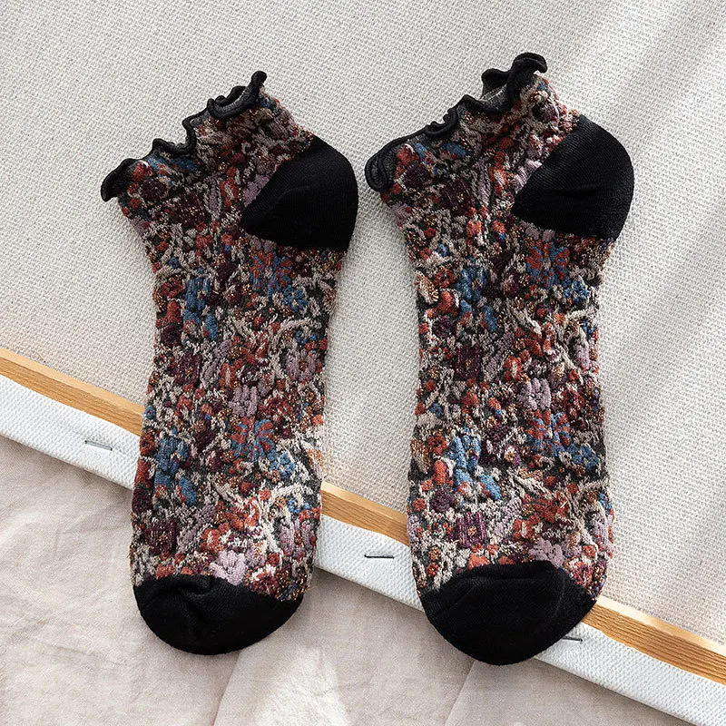 5 Pair Summer Lace Edge Ankle Socks Women Casual Cute Short Asakuchi Cool Socks Happy Foot Kawaii Girls Style Vrouw Sokken