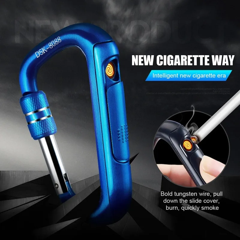 Новая креативная альпинистская Пряжка USB Зажигалка Ветрозащитная зажигалки для