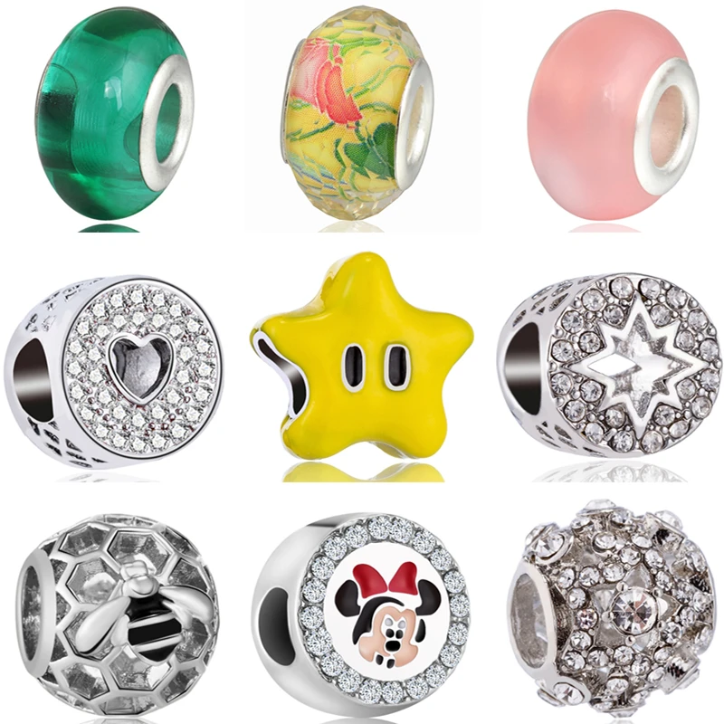 Низкая цена хрустальные крылья сова шляпа Звезды Крест Подвески шармы Pandora