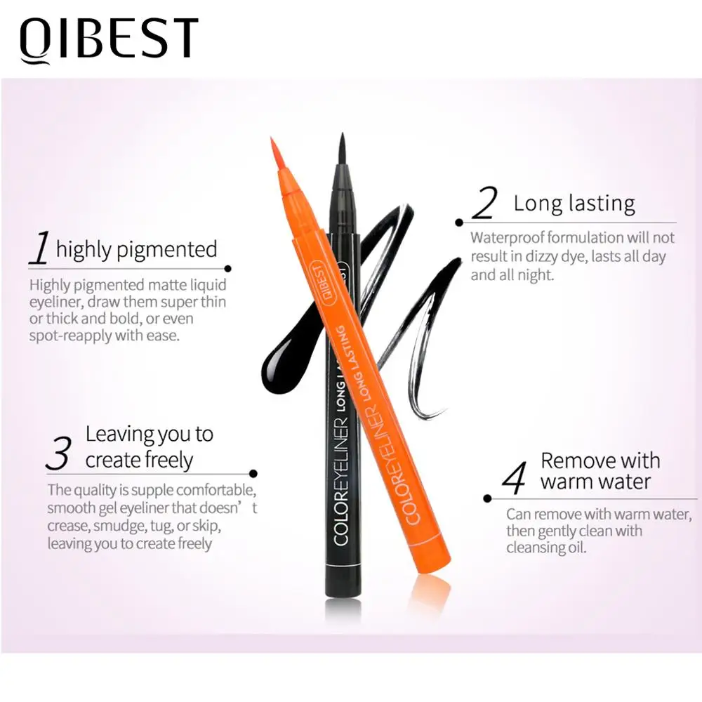 Профессиональная жидкая подводка для глаз QIBEST 1 шт. Черная Подводка карандаш