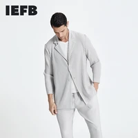 iefb pleated mens casual suit coat 2021 spring summer new mens folded japanese streetwear fashion blazers black grey 9y6241