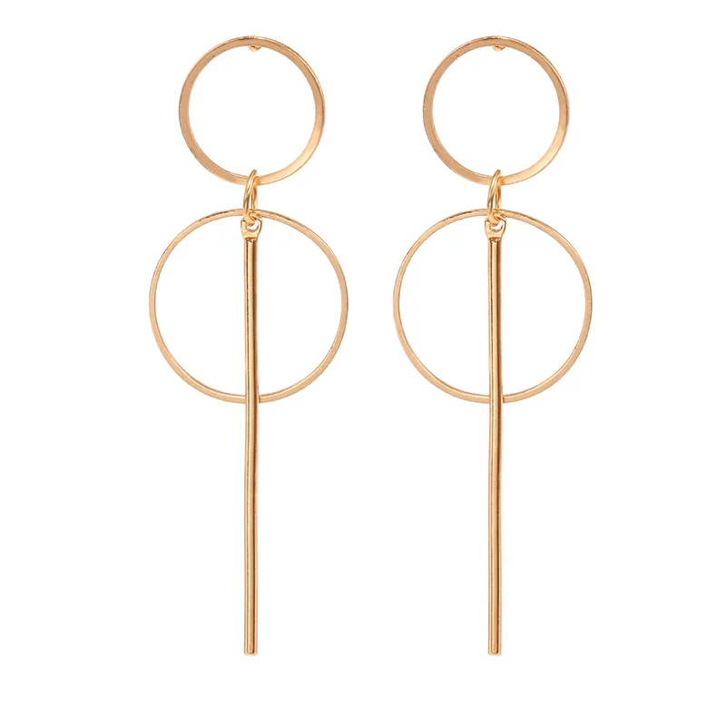 

Simple fashion gold color geometric big round earrings for women fashion Vintage Earring Female drop earrings jewelry