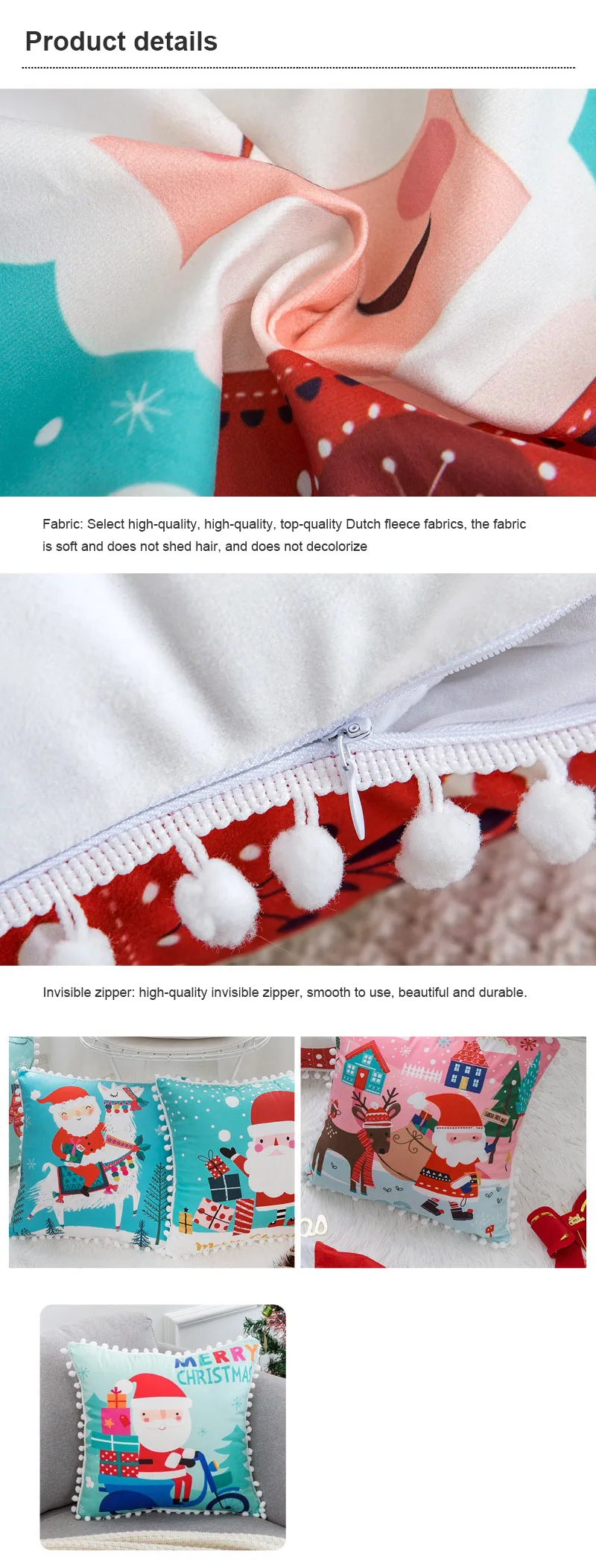 

New Velvet Christmas Pillowcase With Fur Ball Cushion Cover Without Pillow Core Gift Pack Household Sofa Bedroom Pillow Supplies