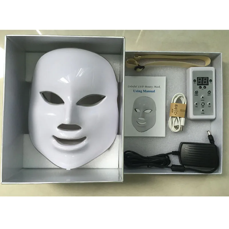 7 цветов светодиодный маска для лица Уход за кожей удаление морщин акне