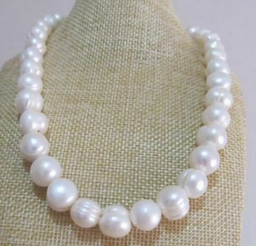 

huge 11-12mm nature south sea white baroque pearl necklace 18inch