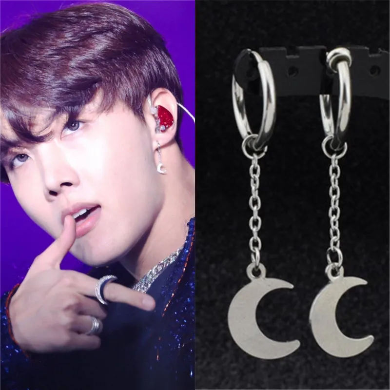 KPOP корейские популярные серьги для мужчин Bangtan мальчиков V гвоздики женщин мужские аксессуары в стиле Сейлор