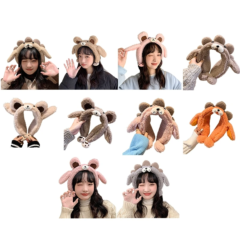

Y166 Animal Hat With Moving Ears For Adults Bear Ear Muff Moving Ear Muffs Headband