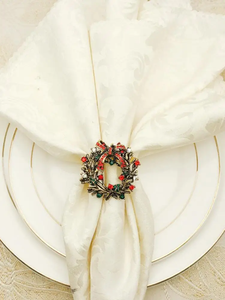 Рождественская салфетка с пряжкой стразы Золотая кольцо ткань товары для отеля