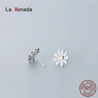 Женские серебряные серьги-гвоздики La Monada, маленькие серьги-гвоздики из серебра 925 пробы с цветком
