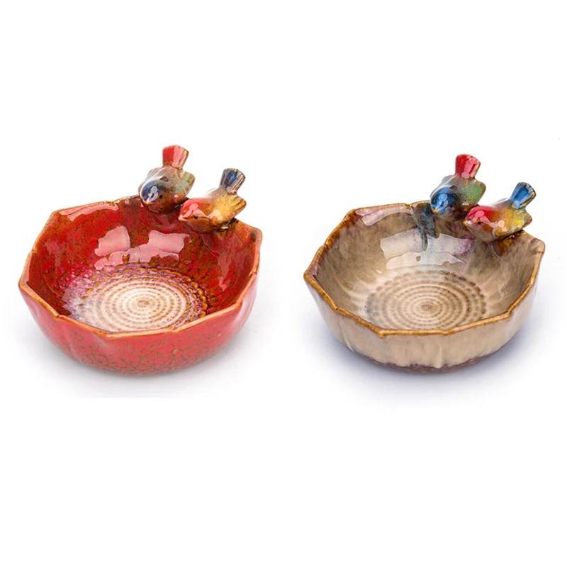 

Home Furnishings Ceramic Bird Basin Creative Fruit Plate Bird Feeder Can Be Used As Platter Living Room Decoration