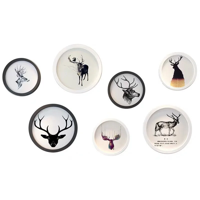 

Nordic Deer Head Painting Wall Hanging Photo Frame Solid Wood Photo Frame Family Portrait Wall Decoration Home Decoration Modern