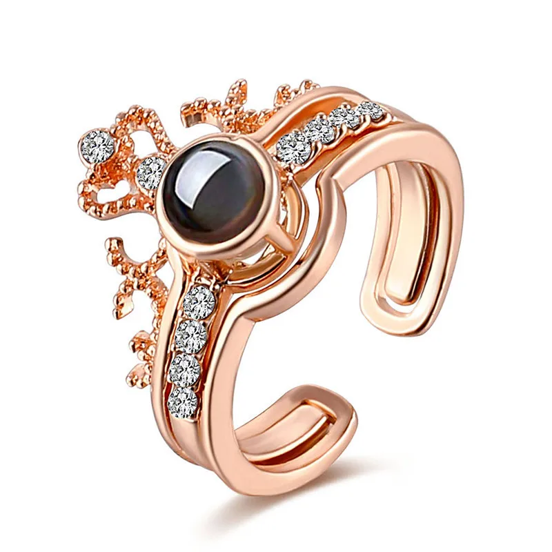 Женское кольцо с короной ALIUTOM розовое золото романтическая корона надписью I Love You