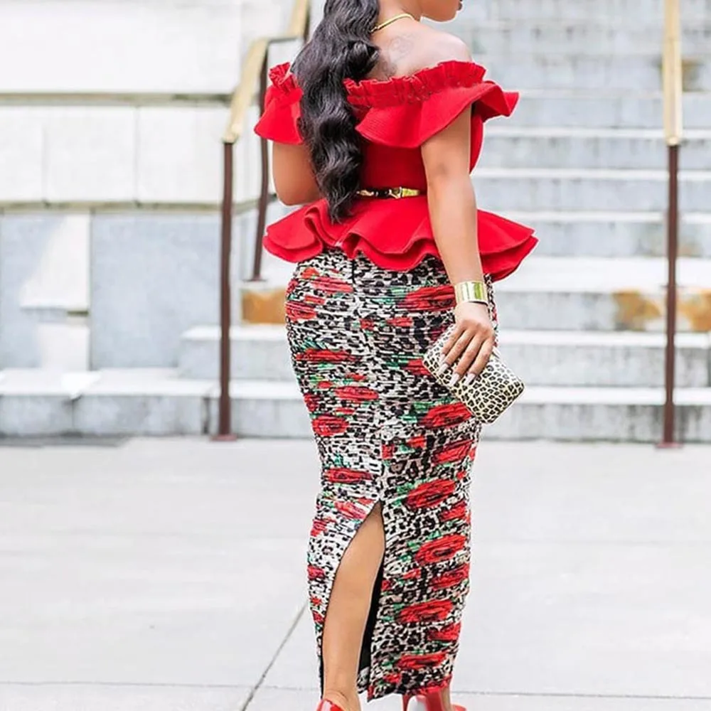 

African Dresses for Women 2021 Spring and Autumn African Women Printing Plus Size Long Dress African Clothes