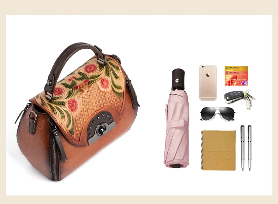 New Retro Leather Handbags Embossed Hand-Cleaned Color Portable Diagonally Across The First Layer Of Cowhide Fashion Bag