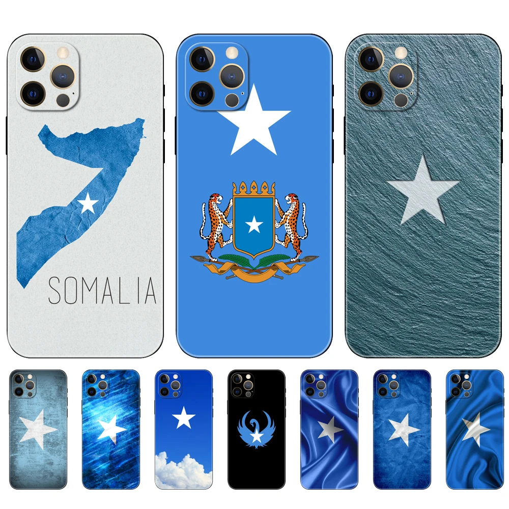 

Black tpu case for iphone 5 5s se 2020 6 6s 7 8 plus x 10 XR XS 11 12 13 mini pro MAX back cover Somali Somalia National Flag