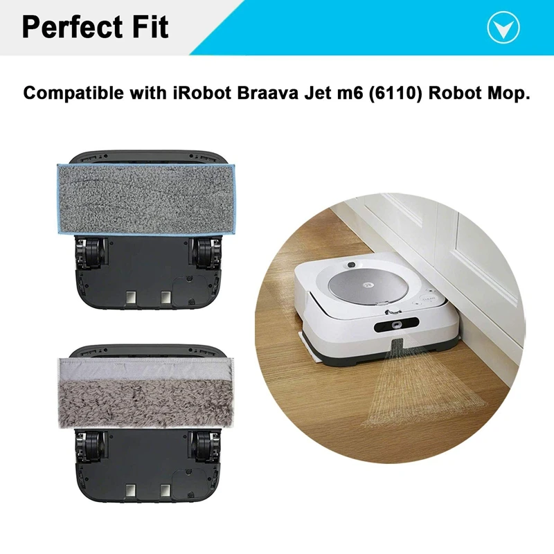 3 влажных прокладки и сухих моющиеся многоразовые моющие для IRobot Braava Jet M6 (6110)